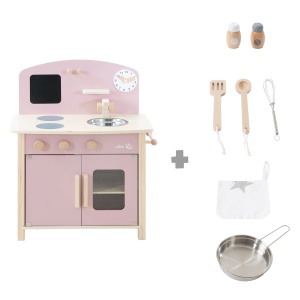 Roba Spielkuche - Bucatarie de jucarie alba cu 2 arzatoare, chiuveta si accesorii - Img 3