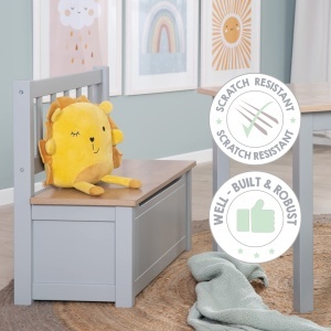 Roba Woody Kindertruhenbank Taupe Lemn Lacuit Spatiu Depozitare Sigur - Img 12