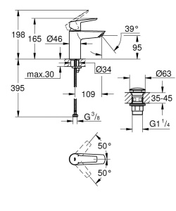 Robinet baie GROHE Start, crom, 17 cm, economie de apa - Img 3
