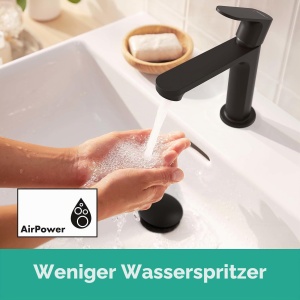 Robinet baie hansgrohe Rebris S, mat negru, 109 mm, economisire apa - Img 2