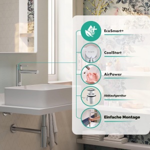 Robinet baie hansgrohe Zesis S 230 mm, crom, economisire apa, cu aerator - Img 2