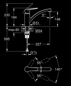 Robinet de bucatarie GROHE Start, 140 rotire, negru mat, instalare usoara - Img 10