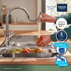 Robinet de bucatarie GROHE StartEdge, crom, 360 rotire, cu duza retractabila - Img 3