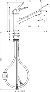 Robinet de bucatarie hansgrohe Focus M42, crom, cu dus retractabil, 150 mm - Img 6