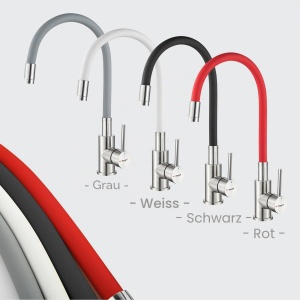 Robinet de bucatarie Ibergrif, cu tub flexibil, negru mat, 360 rotativ - Img 6