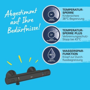 Robinet de dus GROHE Precision Start, negru, cu termostat si tehnologie de economisire a apei - Img 3