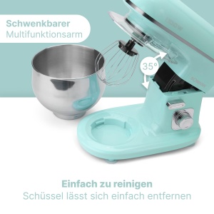 Robot de bucatarie Bomann(r) 1100 wati | Masina de framantat 5L | incl. carlige de aluat, carlige de amestecare si fierberi de zapada | pentru aluat de pana la 3 kg | cutie de viteze speciala robusta | Robot de bucatarie | Masina de aluat KM 6030 CB menta - Img 6