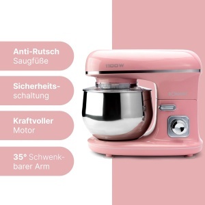 Robot de bucatarie Bomannr 1100 wati Masina de framantat 5L incl carlige de aluat carlige de amestecare si fierberi de zapada pentru aluat de pana la  - Img 4