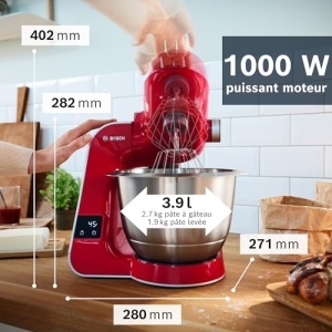 Robot de bucatarie Bosch MUM5X734, 3.9 L, 1000 W, Dark Red - Img 3