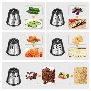 Robot de bucatarie electric 250W, 5-in-1, cu lame interschimbabile pentru legume si branzeturi - Img 2