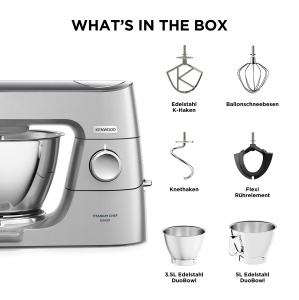 Robot de bucatarie Kenwood Titanium Chef Baker KVC85004SI cu cantar integrat incl set de patiserie din 3 piese bol de amestecare de 5 L si 35 L contro - Img 8