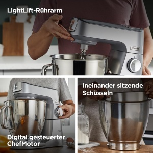 Robot de bucatarie Kenwood Titanium Chef Baker XL, 1200 W, 7L, Argintiu - Img 5