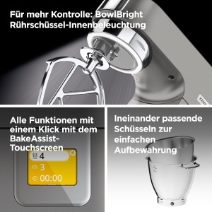 Robot de bucatarie Kenwood Titanium Chef Patissier XL KWL90034SI 7L 1400W functie de incalzire Argintiu - Img 5