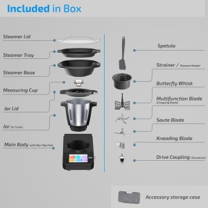 Robot de bucatarie multifunctional Zilan RUBY Thermorobot, Wi-Fi, 18 functii, ecran tactil color TFT de 7 inchi, cantar integrat, control aplicatie, 4,7 L, 1700 W - Img 6
