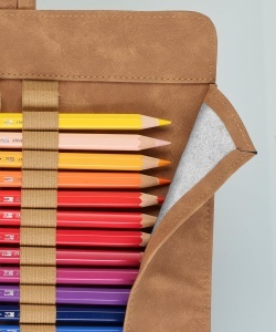 Rola pentru creioane Faber-Castell Art Graphic, capacitate 45 piese, din piele ecologica - Img 5