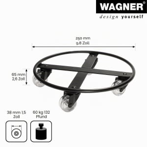 Rola pentru plante WAGNER SKELETT SMALL - 25 cm, 60 kg, negru mat - Img 3