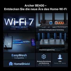 Router Wi-Fi TP-Link Archer BE400, Dual-Band 6,5 Gbits, 22,5G-Porturi - Img 2