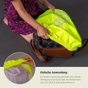 Rucsac cu husa de ploaie Reer MyBuddyGuard M, galben fluorescent, impermeabil - Img 4