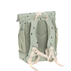 Rucsac pentru gradinita LASSIG Rucsac pentru copii Rolltop cu curea de piept hidrofug, 11 litri/Mini Rucsac Rolltop Happy Prints Olive - Img 2