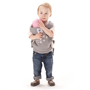 Rucsac pentru papusi Ergobaby Galaxy Gri, 100 bumbac, design cu stele - Img 5