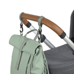 Rucsac pentru scutece pentru bebelusi LASSIG Rucsac pentru scutece Rucsac cu covoras de infasat, atasament pentru carucior, suport pentru sticle produs in mod durabil/GRE Rucsac Rolltop Up verde argintiu - Img 5
