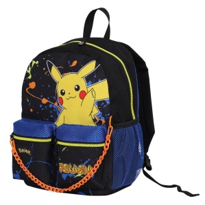 Rucsac Sapte pentru Scoala, Pokemon, Gradinita si Agrement, Albastru si Galben, Copii si Adolescenti, cu Buzunar Frontal Dublu, Negru, Albastru si Galben, Taglia unica, Casual