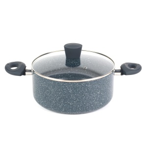 Russell Hobbs Cratita Inductie 24cm, Oala cu capac de sticla 4.5L, Oala de supa cu acoperire antiaderenta pentru toate aragazele, Cratita mare cu iesire de abur, Piatra Nightfall