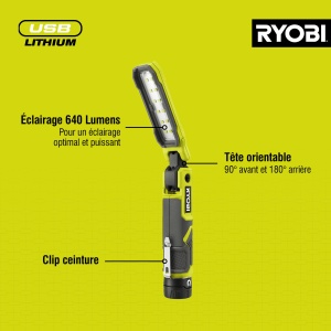 RYOBI 4 V USB-LITIU Lampa cu acumulator RLI4-0, pliabila, 650 lumeni, 3 niveluri de lumina, fara baterie si incarcator - Img 8