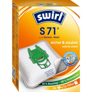 Sac de aspirator Swirl S 71 EcoPor, 4 bucati, filtrare 99,99, din material reciclat
