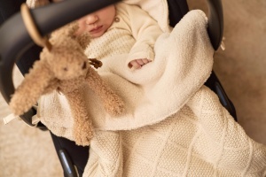 Sacul pentru picioare Jollein Check Knit, Oatmeal - pentru scaun auto si carucior - Img 8