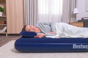 Saltea gonflabila Bestway 203 x 152 x 22 cm cu pompa manuala si perne incluse - Img 11