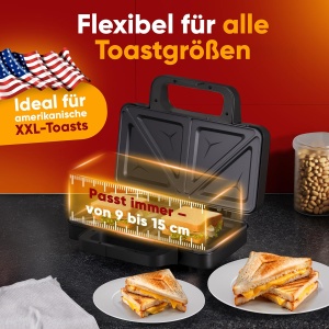 Sandwich Maker ProfiCook PC ST 1315, 900W, Placi Mari pentru XXL-Toasts - Img 2