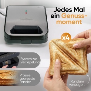 Sandwich Maker ProfiCook PC ST 1329, 4 sandwichuri simultan, 1600W - Img 3