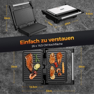 Sandwich Maker YASHE 1500W, XXL, Gratar Panini, Design Compact - Img 5