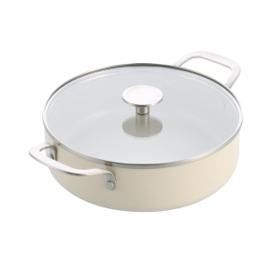 Sauteuse KitchenAid 24 cm, 3,1 L, ceramica antiaderenta, culoare crema
