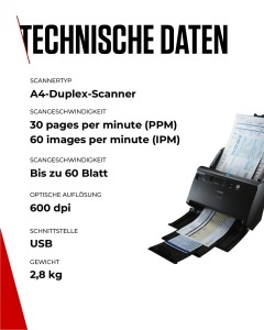 Scanner Canon imageFORMULA DR-C230 Duplex 30ppm USB - Img 6