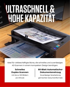 Scanner documente A3 Canon imageFORMULA DR-M1060II, 120 ipmin, 80 pagini, compact - Img 4