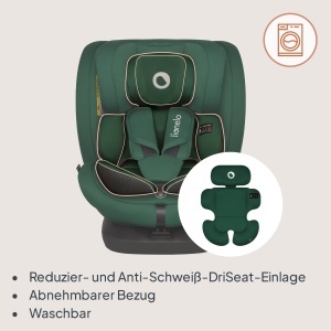 Scaun auto copii Lionelo Bastiaan i-Size 0-36 kg rotativ 360deg Isofix Top Tether Verde - Img 9