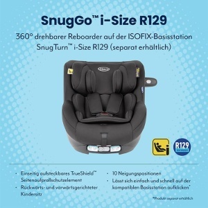Scaun auto Graco SnugGo i-Size R129 rotire 360deg negru Midnight 0-4 ani - Img 2