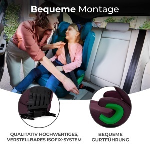 Scaun auto Kinderkraft JUNIOR FIX2 i-Size, 15-36 kg, Isofix, reglabil, culoare burgundy - Img 5