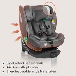 Scaun Auto LIONELO BRAAM i-Size 360 Rotativ pentru Copii 0-36kg, ISOFIX, Ajustabil - Img 7
