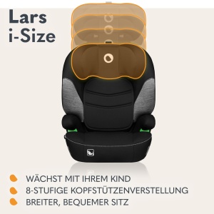 Scaun Auto pentru Copii LIONELO LARS i-Size 100-150 cm, Cu Protectie Laterala si Ajustare Cap - Img 5
