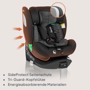 Scaun Auto Rotativ LIONELO BRAAM i-Size 0-36kg, cu ISOFIX, 360 si Protectie Laterala - Img 6