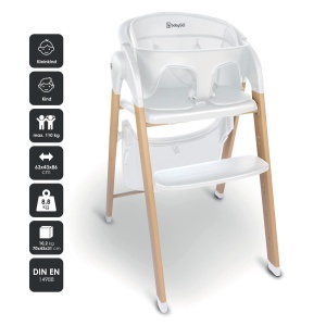 Scaun de masa babyGO Levels Newborn, alb, pliabil, suport 110 kg - Img 3