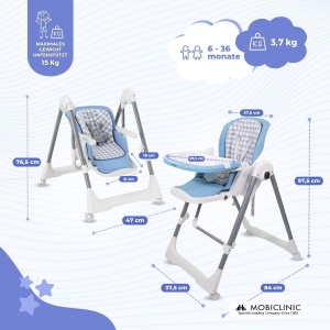 Scaun de masa copii Mobiclinic Nala 2 in 1 cu functie de balansoar pliabil 6-36 luni - Img 3