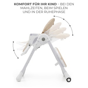 Scaun de masa Kinderkraft TUMMIE 2 in 1, bej, cu suport pentru picioare si pozitie semi-culcat - Img 4