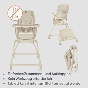 Scaun de masa Lionelo Maddie 3-in-1 cu functie de rotire 360, bej - Img 5