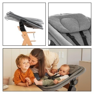 Scaun de masa pentru copii Hauck Alpha cu set pentru nou-nascuti, gri natur, din lemn - Img 5