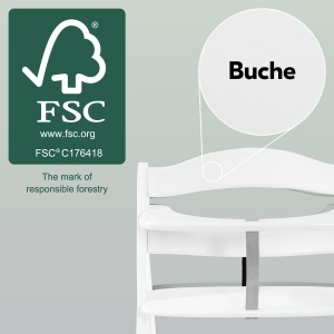 Scaun de masa pentru copii hauck Alpha, din lemn, alb, ajustabil - Img 7