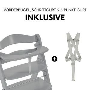 Scaun din lemn pentru copii Hauck Alpha Grey ajustabil cu accesorii incluse - Img 4